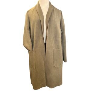 Joan Vass Open Front Jacket Cardigan Layer Lightweight Size M Tan